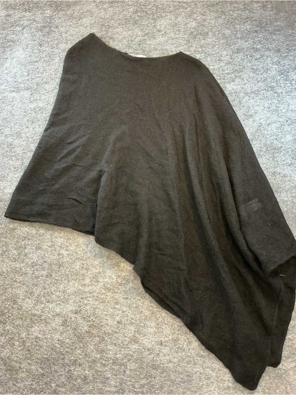 Zara Black Cashmere Blend Asymmetric Women's Poncho Top Size M
